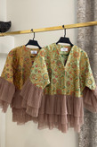 کت مجلسی و عروسکی زنانه از جنس ساتن سوزندوزی و تور پلیسه طبقاتی در رنگبندی متنوع | satin blazer