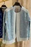 خرید کت جین یقه گرد زنانه مجلسی با جزئیات پولک و توردوزی در رنگهای شیک | chic jacket