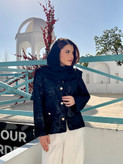 کت مجلسی گیپور قلاب بافی آستر لینن مشکی کد 10012